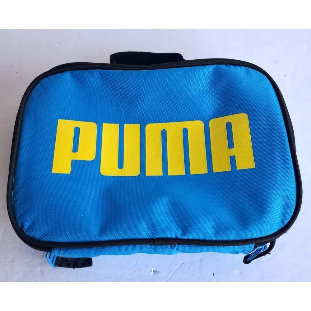 Puma Sport Cooler Lunch Bag Insulated Blue Yellow Logo VTG